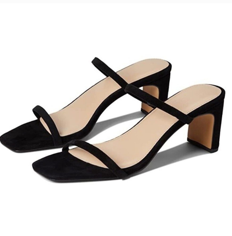Faryl By Farylrobin Analisa Suede Block Heeled Sandals Size